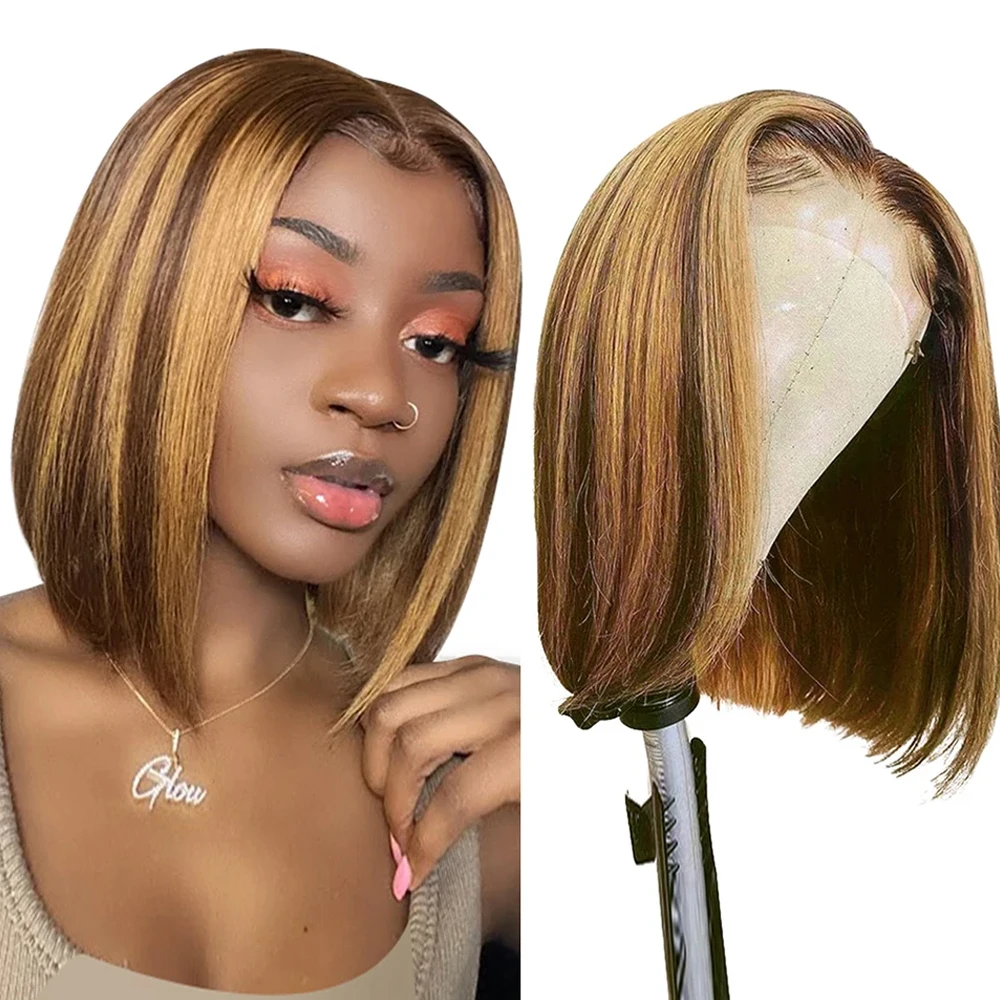 

highlight Blonde Straight Bob Wig Lace Front Wigs Hd Lace Wig 13X6 Glueless Wigs Closure Wig Bobs Human Hair Lace Frontal Wig