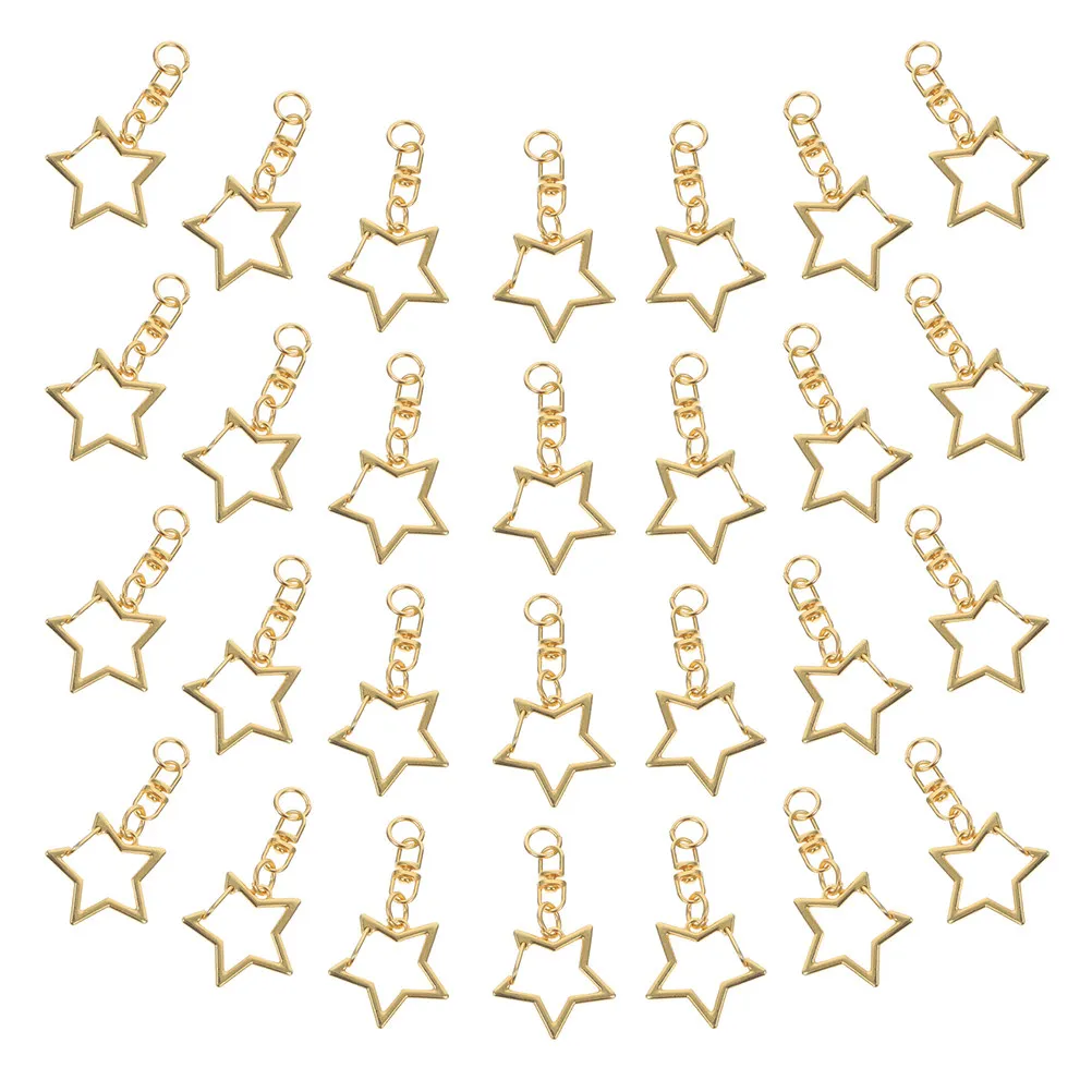 50Pcs Star Keychain Clips Metal Spring Shaped Clasps Pentagram Hanging Buckle Key Rings Ideal for DIY Jewelry Making