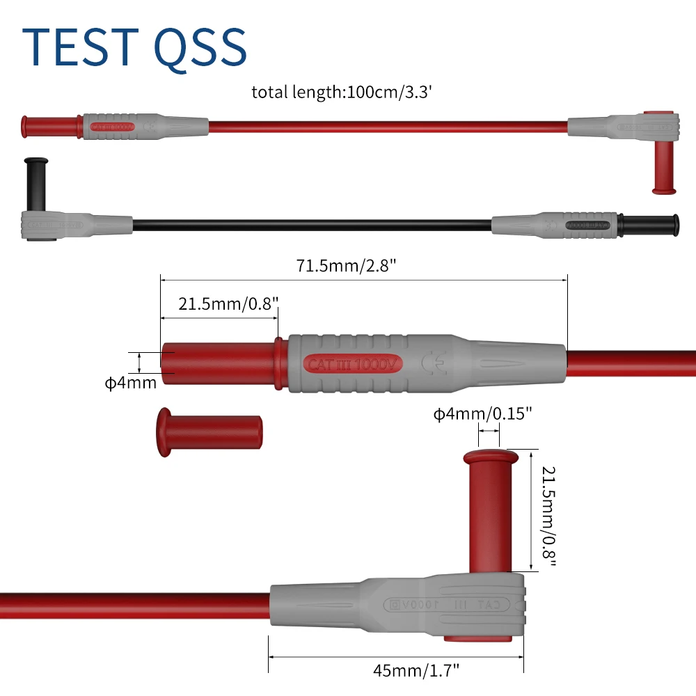 Imagem -02 - Qss-digital Multímetro Teste Leva Kit Sonda de Teste Elétrico Conjunto com Clipes Jacaré Fio Piercing Volta Pin Qt0082