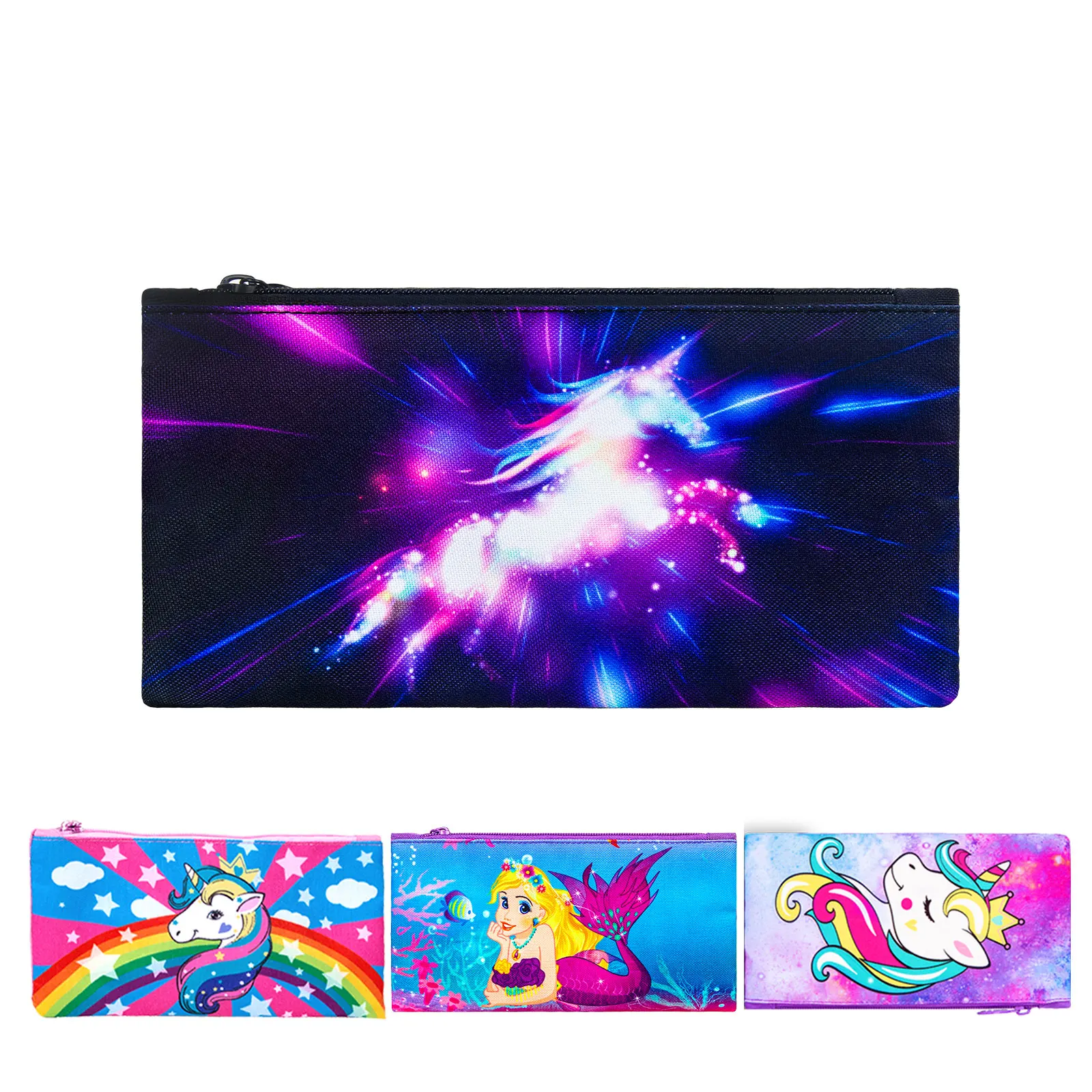 

1Pc Black Unicorn Pencil Case Stationery Bag for Elementary School Girls Casual Polyester Material
