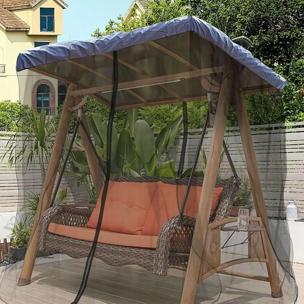 Durable Zipper Patio Swing Mosquito Net Breathable See-through Mosquito Barrier Cover Swing Chair Cover