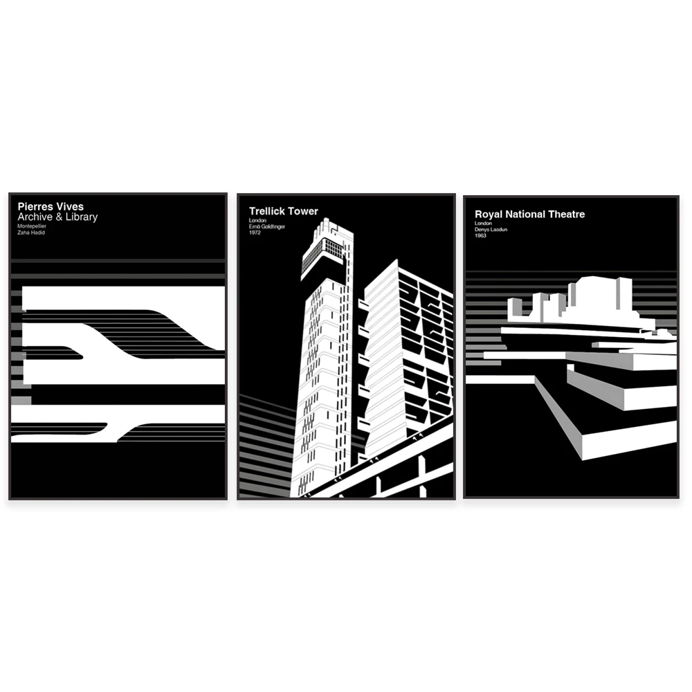 العمارة المميزة - الوحشية، برج تعريليك، لندن، المسرح الوطني الملكي لندن، العمارة الوحشية ملصق جدار الفن