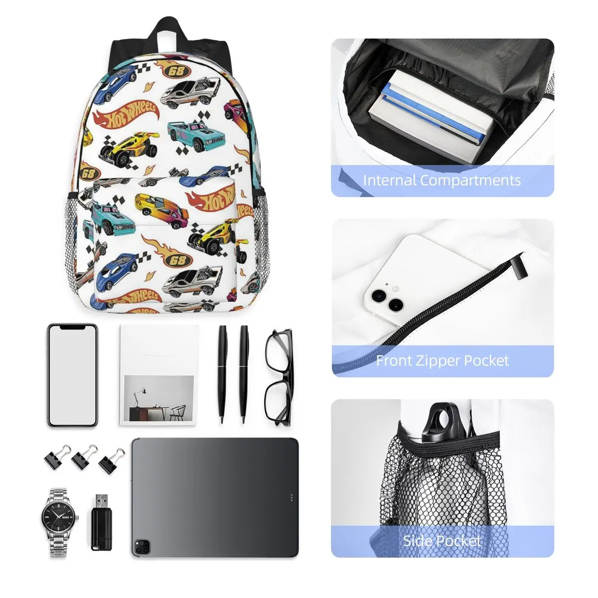 Hot Wheels Race Zaino Vendita calda Zaino di grande capacità Ragazzi Ragazze BookBag Borse a tracolla per bambini Borsa da scuola Astuccio