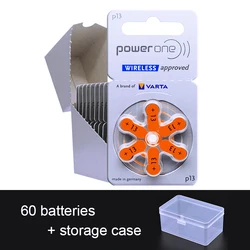 60pcs Powerone Hearing Aid Batteries 13 13a a13 p13 pr48 Zinc Air Cell Buton Battery 1.45V for BTE ITE Hearing Aids Amplifiers