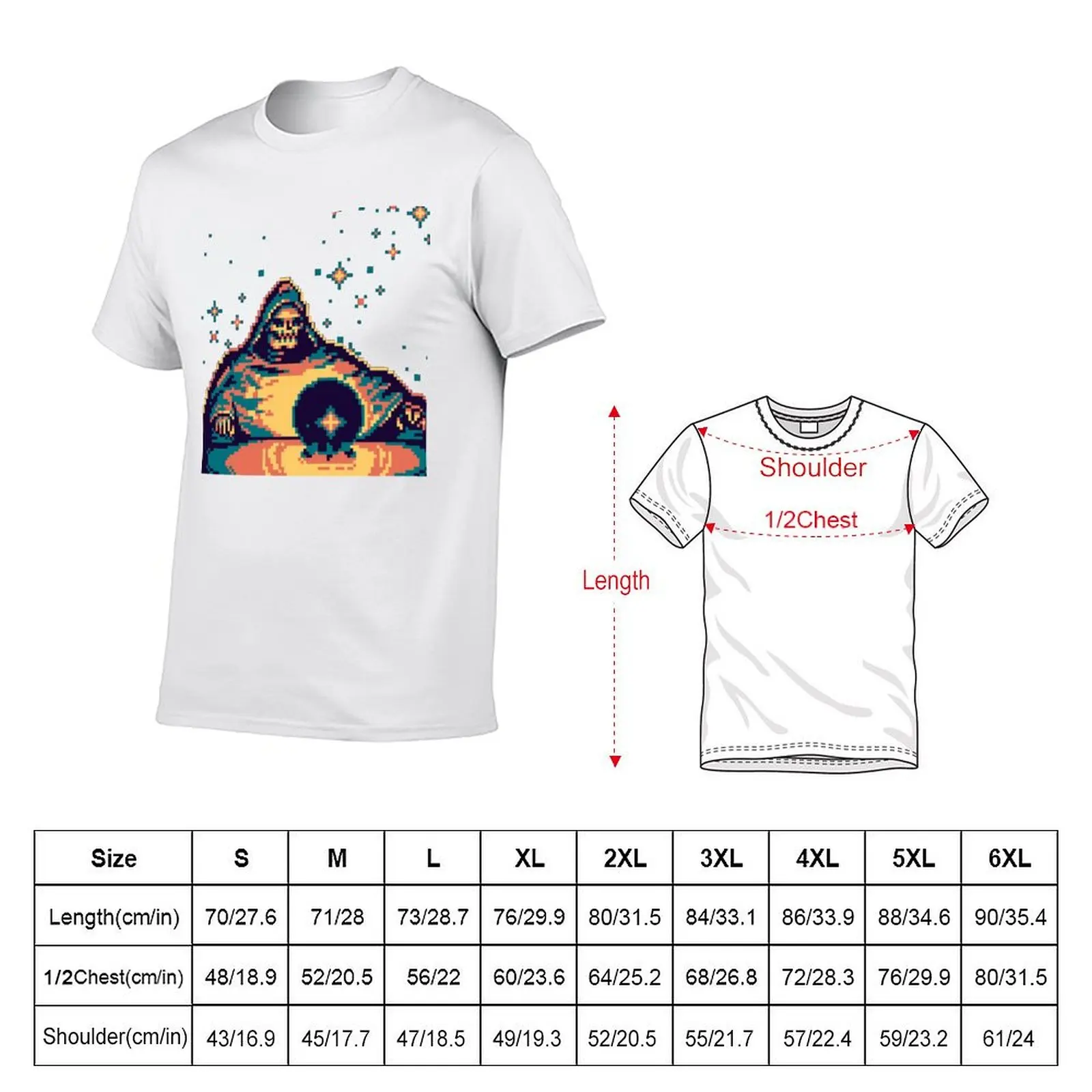 Pondering My Orb Skeleton Pixel Art HD Meme T-Shirt t shirt man cotton t shirts for man pack cotton T-Shirt