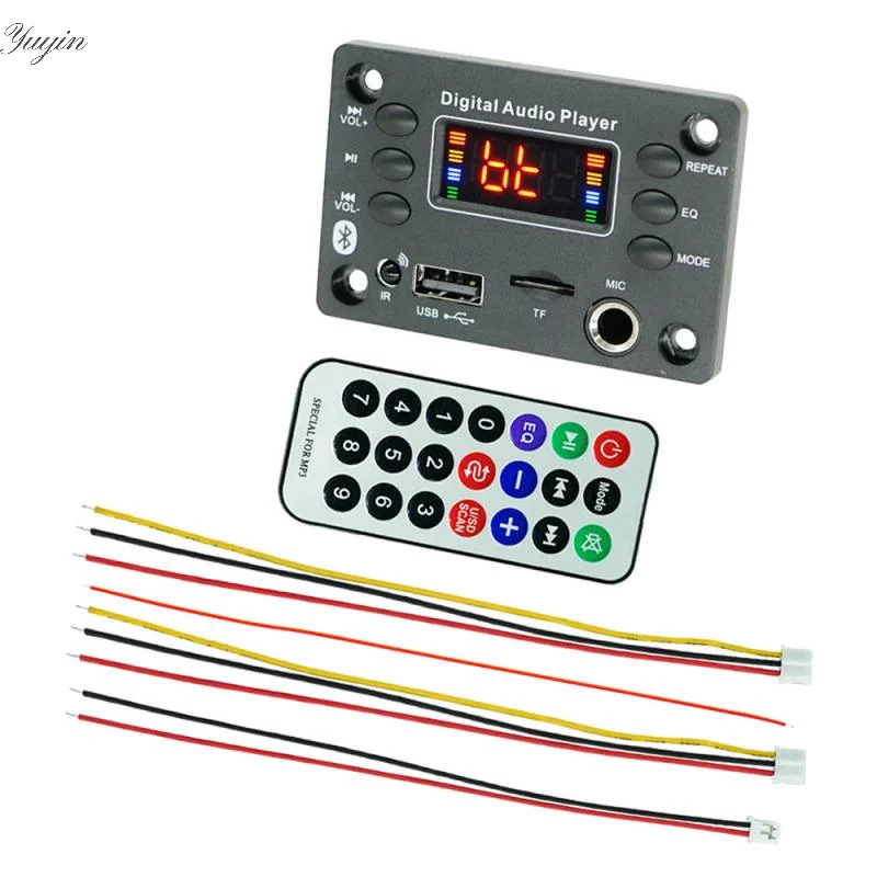 

1 Set MP3 WMA Decoder Board DC12V Bluetooth5.0 6.5mm Microphone FM Radio USB TF Mp3 Music Player Speaker