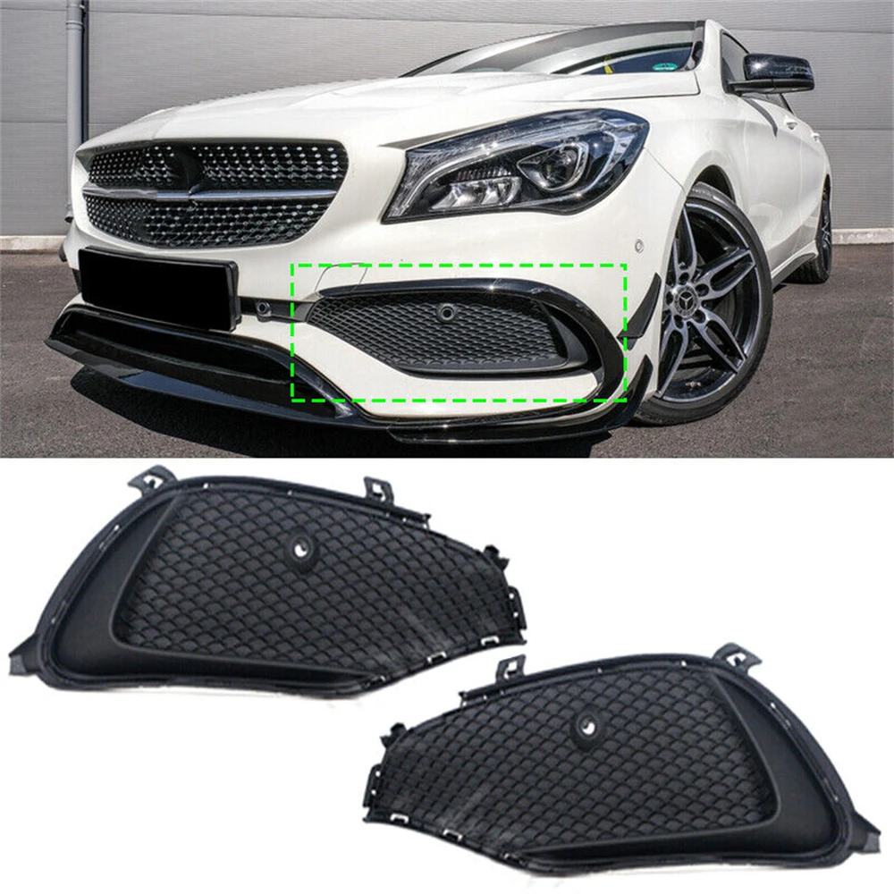 

Pair Front Bumper Grille Fog Light Cover For Mercedes Benz W117 CLA180 2016-2019