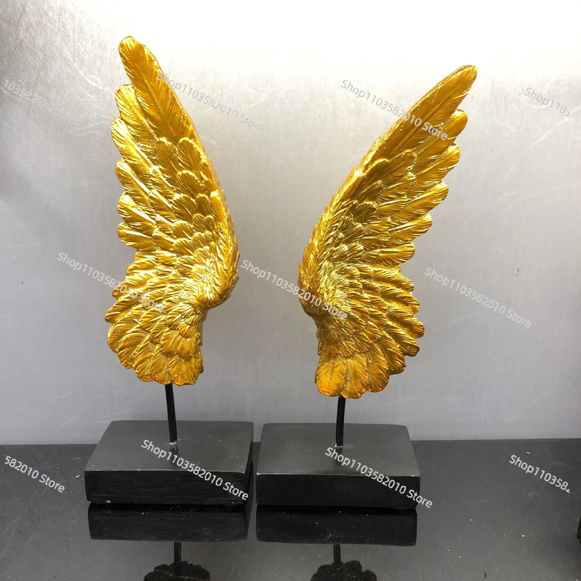 Resin Crafts Golden Wings Angel Wings Abstract Sculpture Resin Table Decorations Decorative Figurines Home Decoration