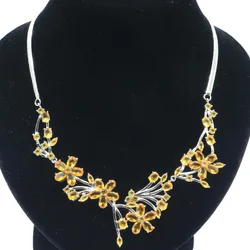 51x40mm Rhodolite Garnet Tanzanite Blue Topaz Citrine Peridot CZ Woman's Silver Necklace 19.5-20.5inch