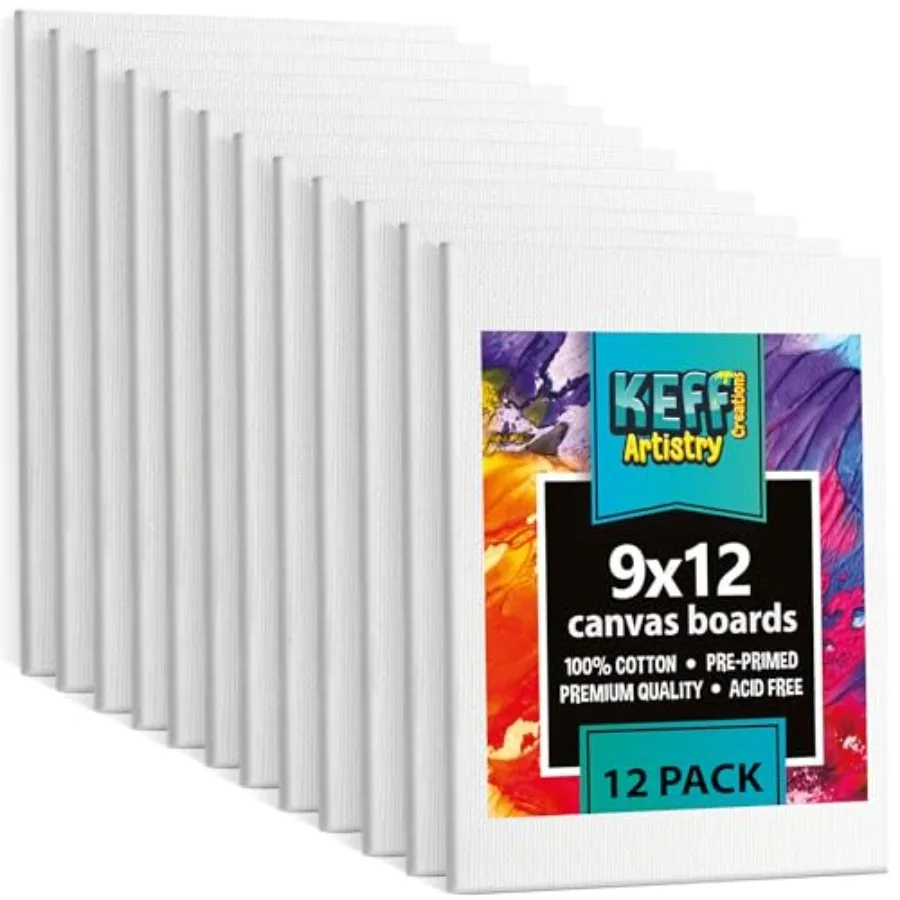 

Pack Bulk Canvas Boards, Canvas for Acrylic, Oil, Watercolor, Tempera - 100% Cotton Primed Painting Canvas