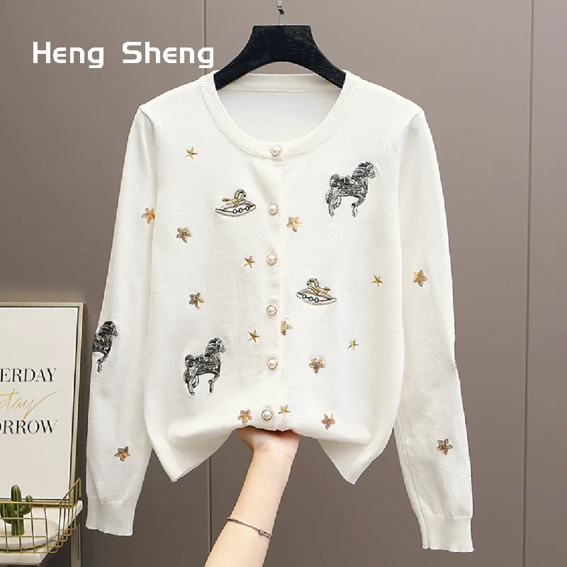 Casual Style Cardigan Early Fall New Embroidered Needle Knit Women Sweater Jacket Tops