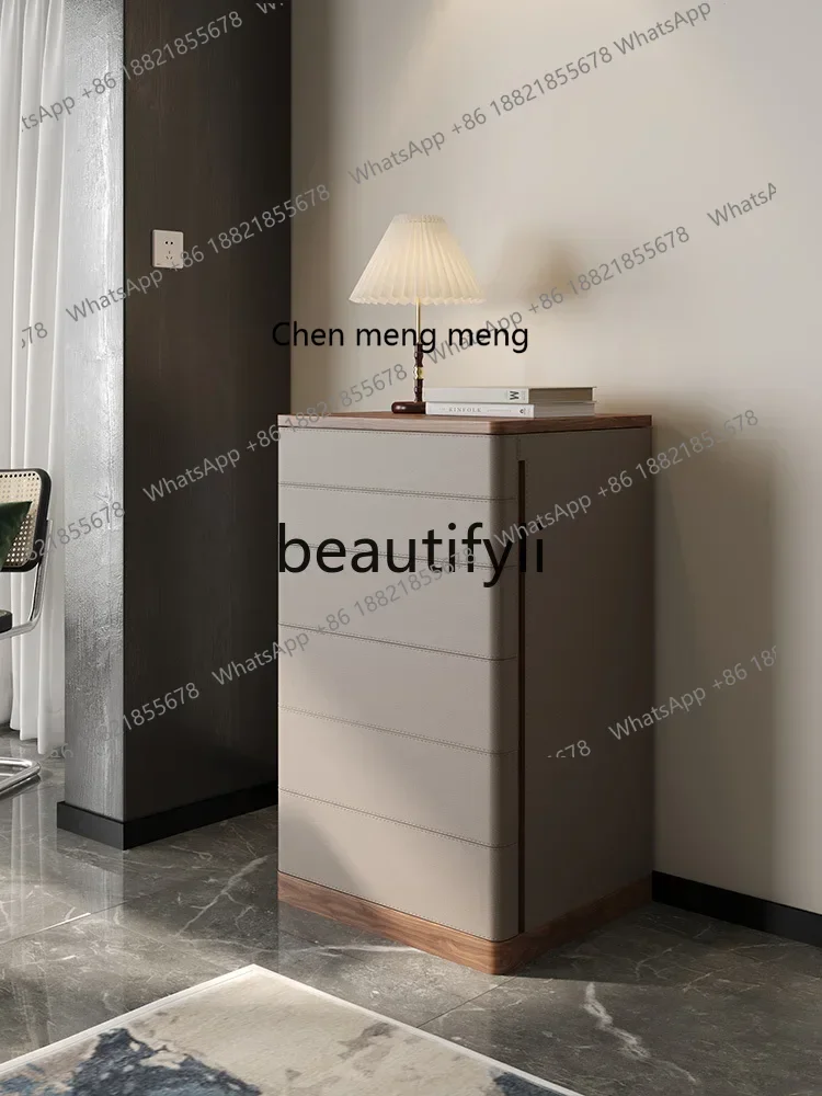 

X FH Italian Minimalist Leather Six-Drawer Cabinet Living Room Drawer Italian Light Luxury Storage Drawer Cabinet