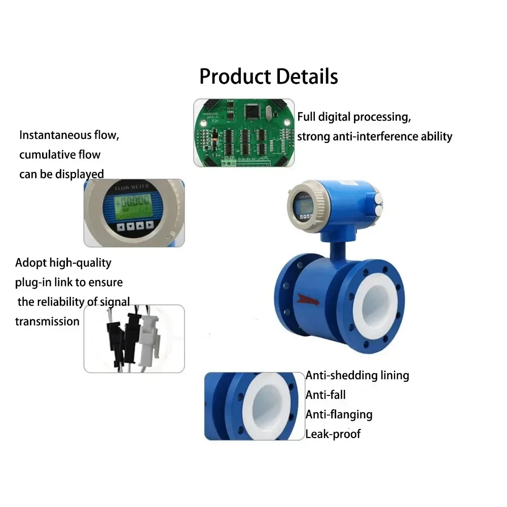 IP67 مقياس التدفق الكهرومغناطيسي من النوع المنفصل لمياه الصرف الصحي DN800/50/100/150 #5