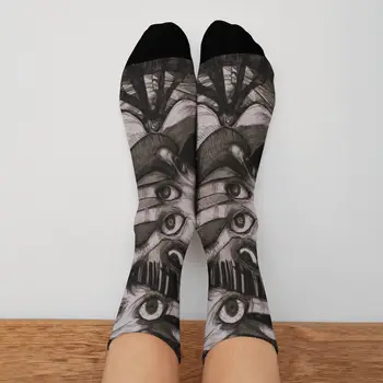男女通用暗黑超現實多眼襪子,手形元素詭異藝術女孩船襪,哥德式怪誕恐怖街頭風襪 6 最佳銷售 歌德式襪子 - №2
