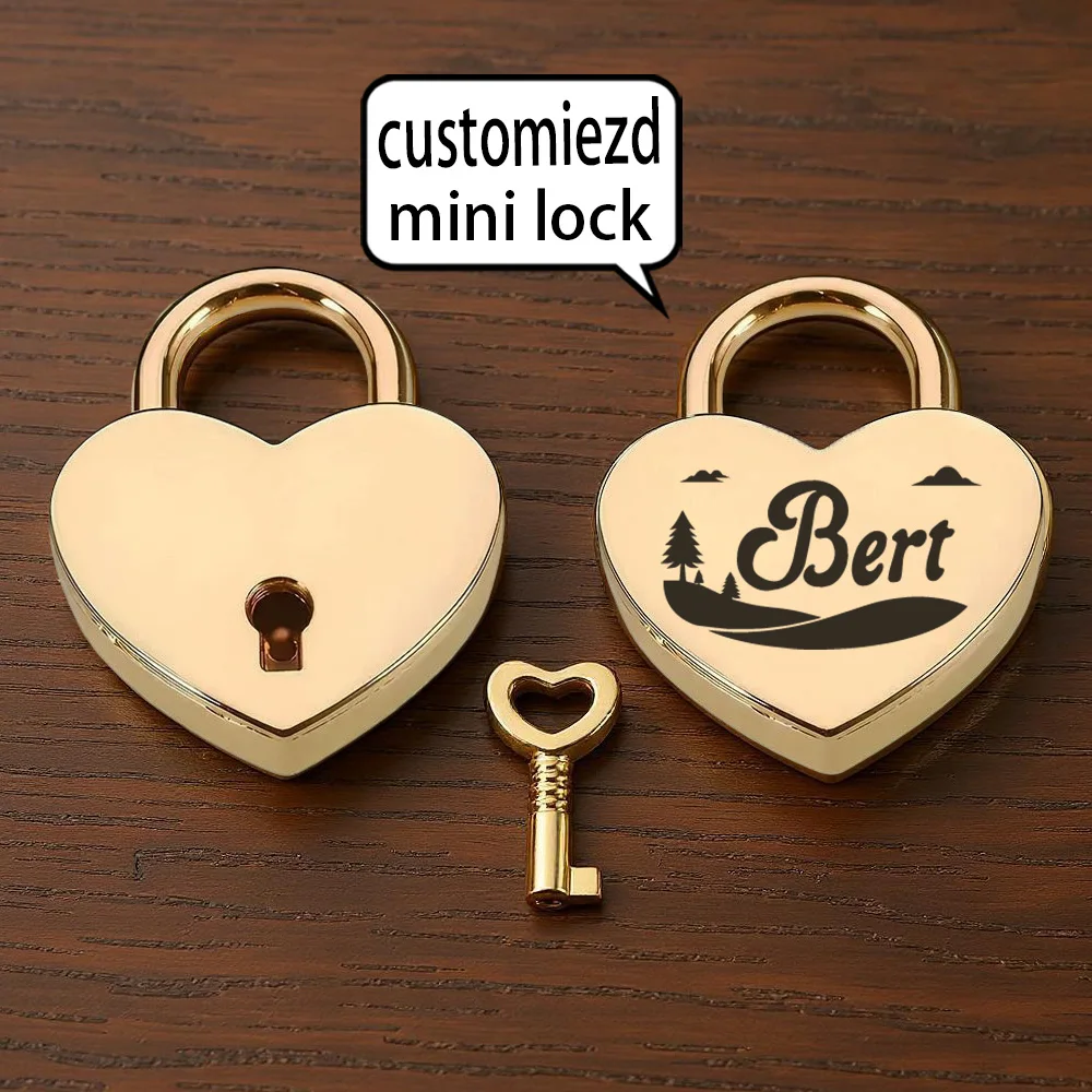 1PC Mini cadenas en forme de cœur personnalisable avec texte, accessoires de sécurité pour décorations romantiques