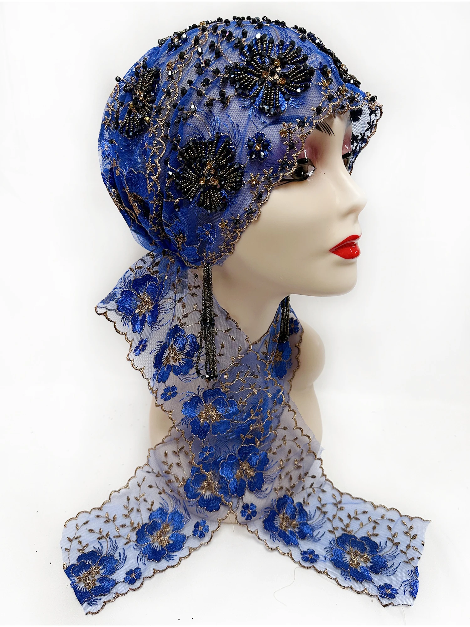 

Latest Turban Cap Lace Ribbon handcrafted Turban Hat Female Head Caps Muslim Women Headscarf Bonnet Ready to Wear Inner Hijabs