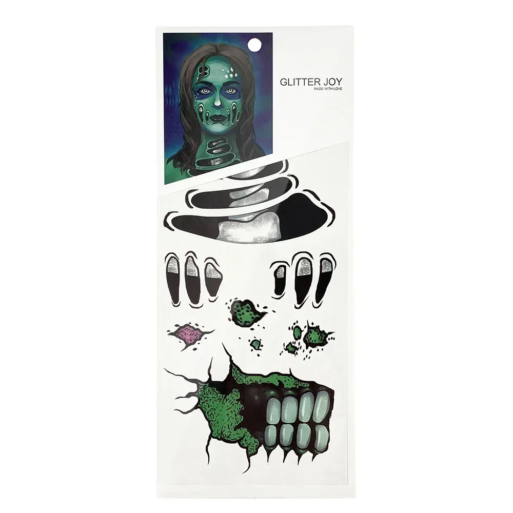 Halloween 3D Face Series Sticker Terror Face Crystal Stickers Party Horror Grimace Decorations Acrylic Drill Temporary Tattoo