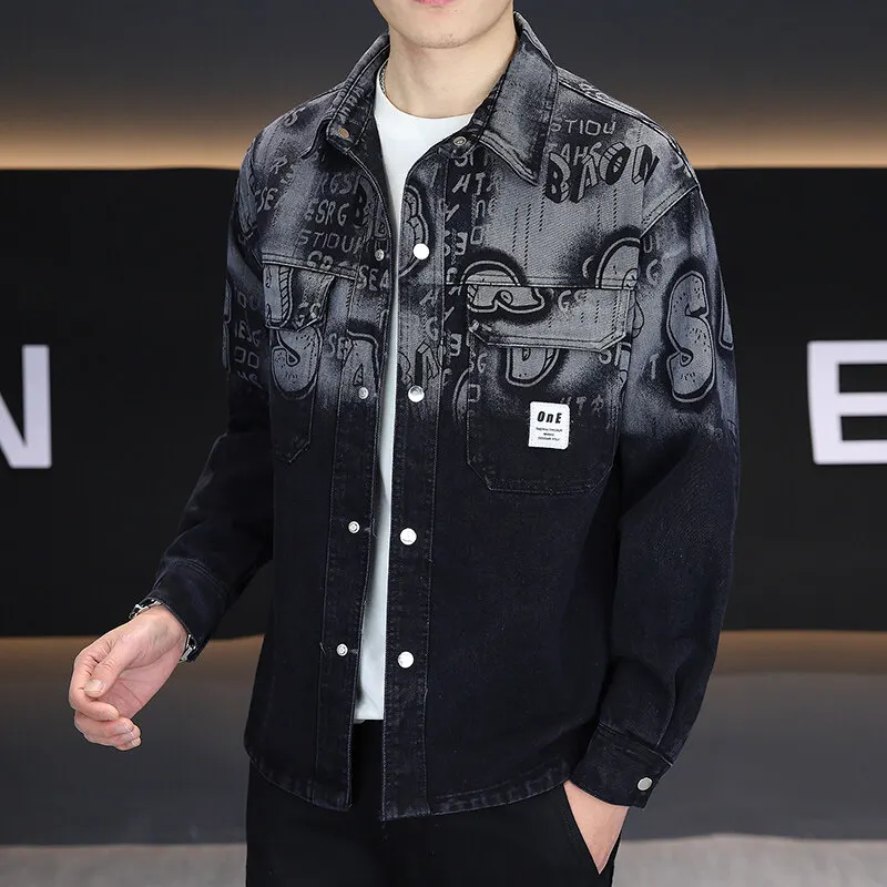 

2025 высококачественная весенне-осенняя модная джинсовая куртка-рубашка, джинсовая рубашка в звездном стиле