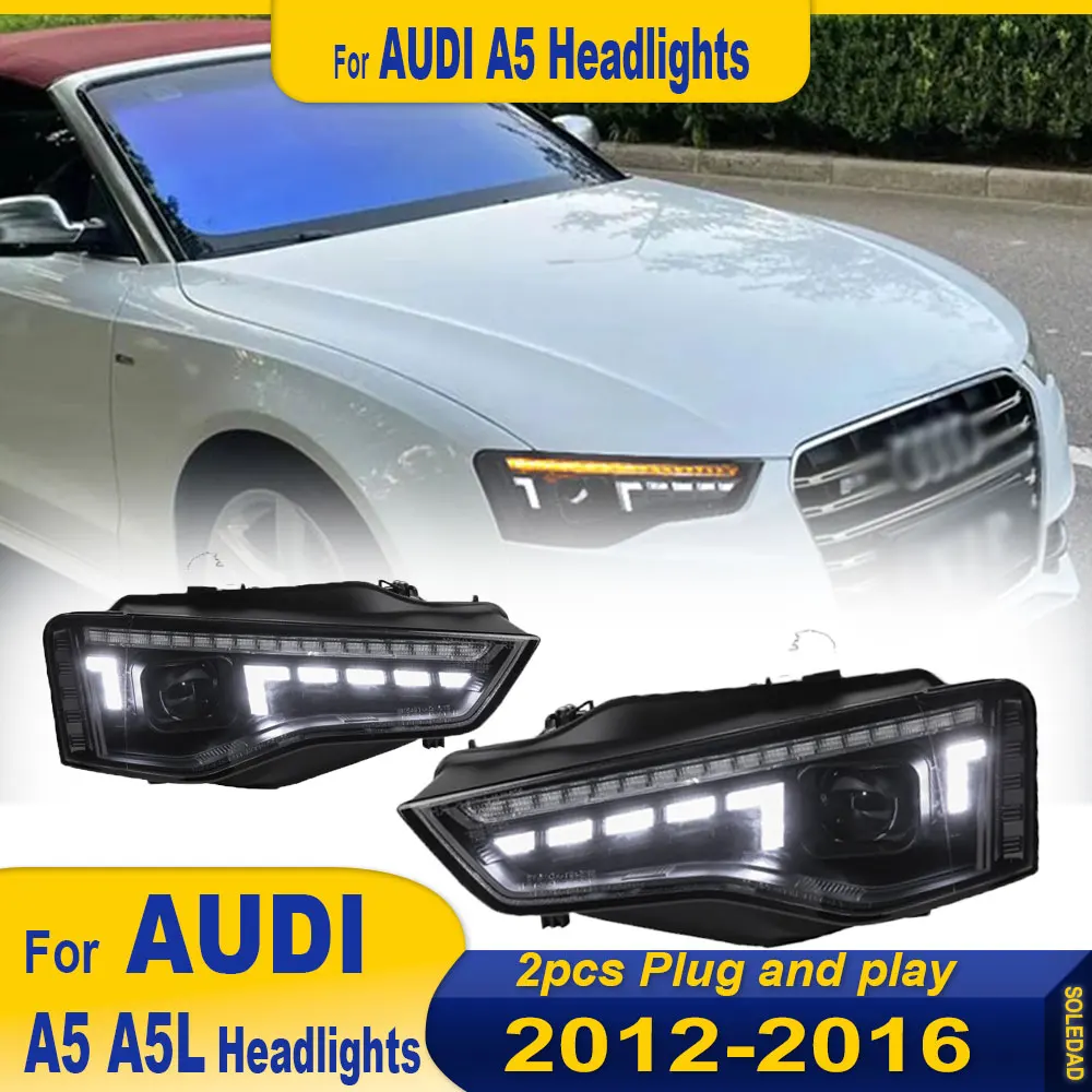 New LED Headlight For Audi A5 2013 2014 2015 2016 Upgrade Modified Fuel Head Lamp  Turn Signals Daytime Running Lights 2pcs