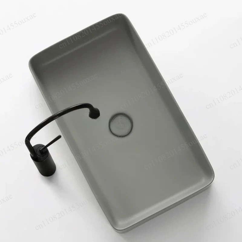 Grey Square Ceramic Bathroom Sink Countertop Wash Basin Modern Vanity Wash Basin for Bathroom Decoration