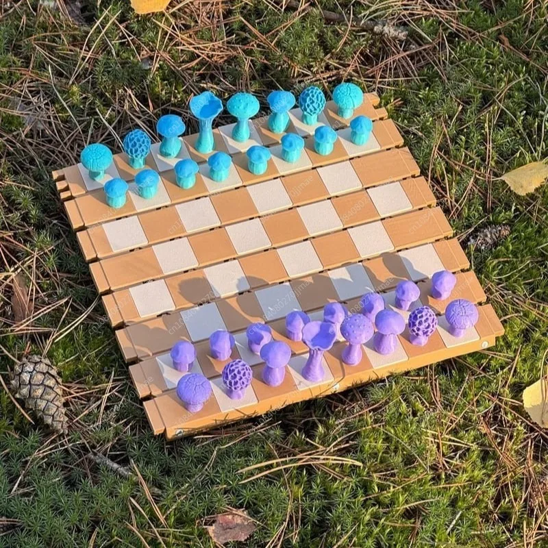 

Магнитный набор шахмат с лесными грибами, лесные шахматы, набор деревянных досок, настольная игра «Ботаника»