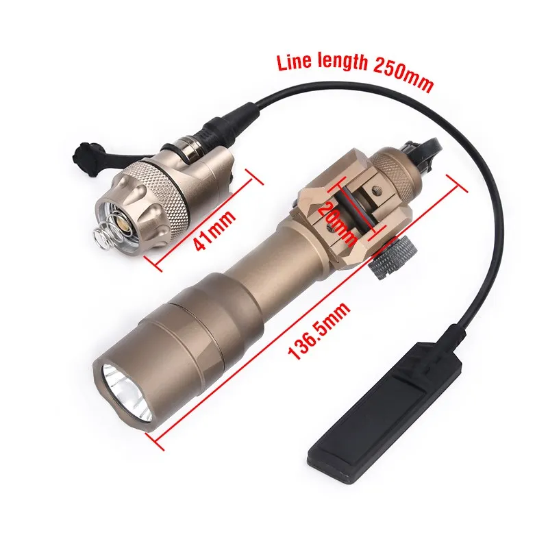 WADSN M600 M600DF Tactical Flashlight  White Light 1400 Hight lumens Fit 20mm Picatinny Rail Airsoft Hunting Weapon Scout Lamp