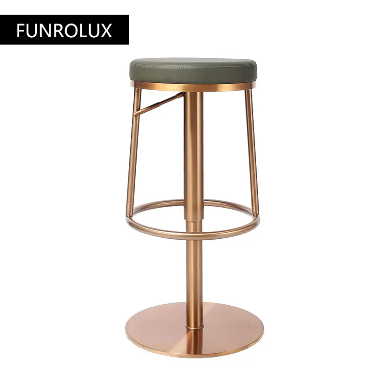 

Counter Height Bar Stools with Back, Modern Adjustable Swivel Chair with Polished Rose Stainless Steel Legs for Kitchen Counter