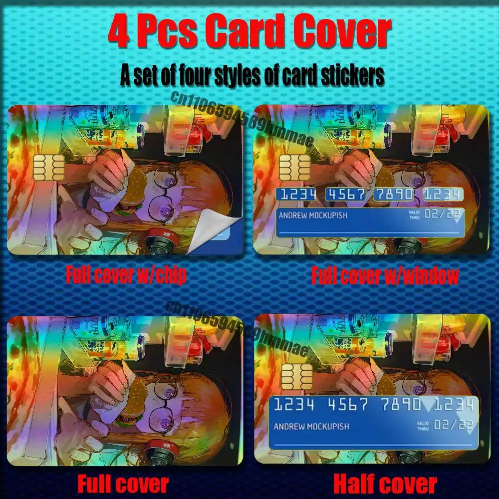 For Persona 5 Joker Futaba Sakura Credit Bank Sticker ID Access Card Cover Skin Rainbow Color Laser Stickers Film