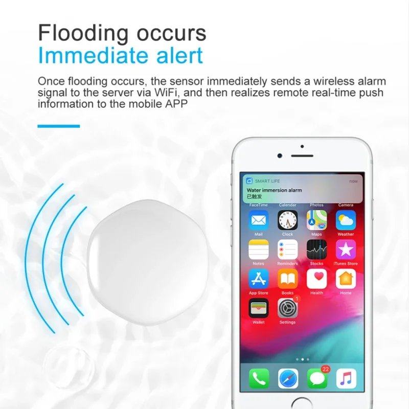 Água Vazamento Detector Sensor, Água Linkage Alarme, Smart Life App, Monitoramento Remoto, Alerta de Inundação, Segurança Overflow, ZigBee TUYA