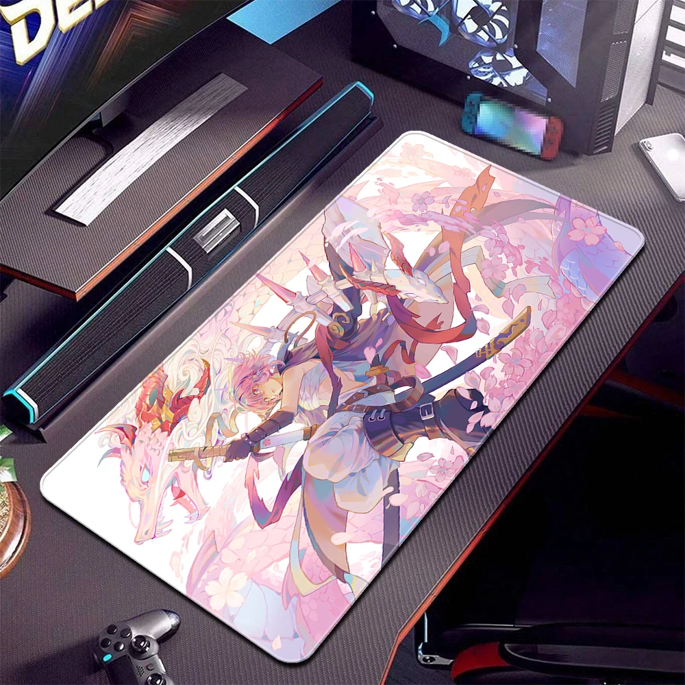 

Gamer Non-Slip Samurai Mouse Pad XXL Anime Large Mousepad Game Professional Computer Gaming Mouse Mat Locking Edge Keyboard Mat