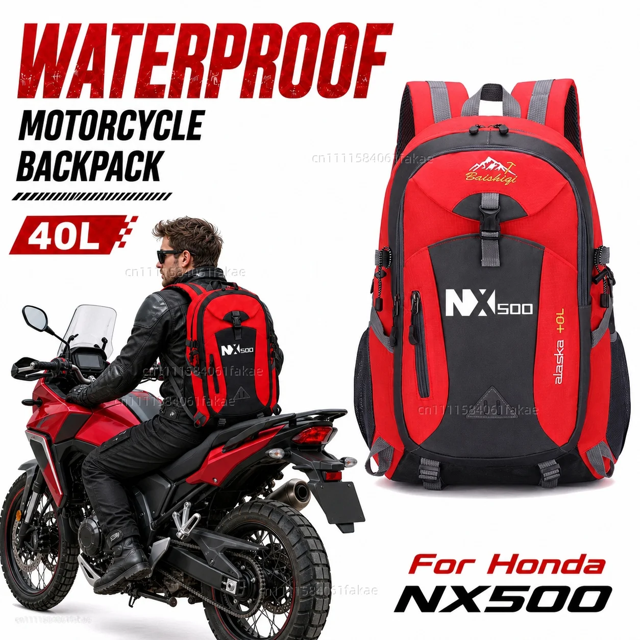 For Honda NX500 NX 500 2023 2024 2025 NX400 CB500X CB 500X Motorcycle Backpack 40L Waterproof Travel Backpack Outdoor Hiking