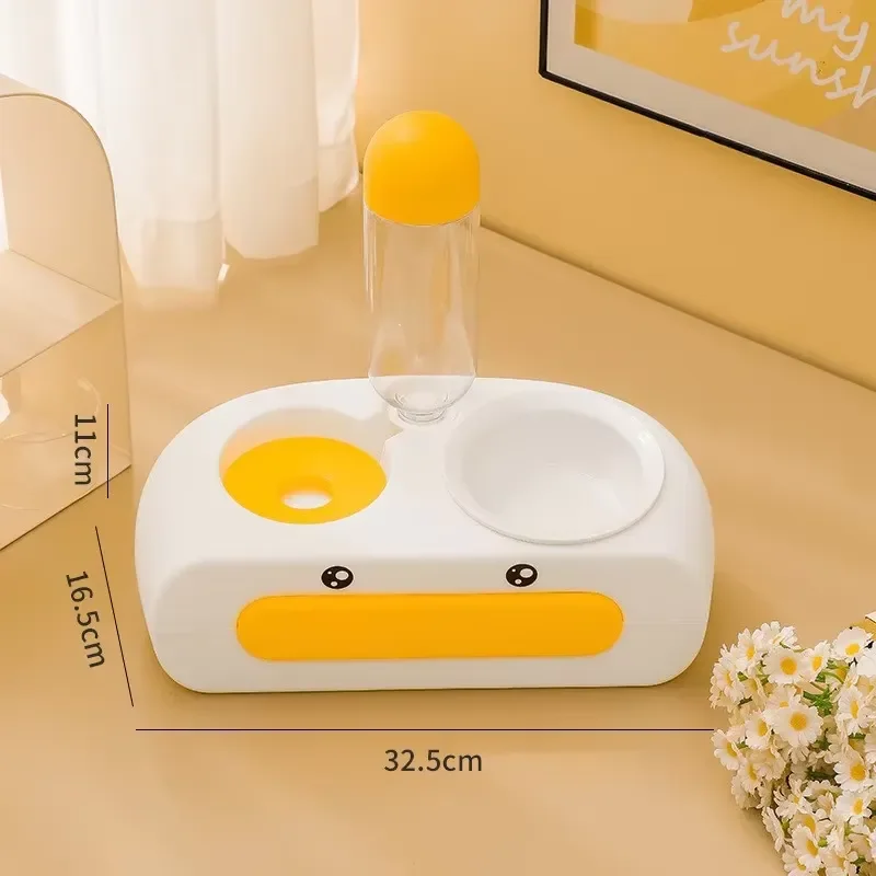 Double Bowl Automatic Water Dispenser for Cats Leak-Proof Non-Wet Mouth Neck Protection Integrated Drinking Charging Feeding view 5