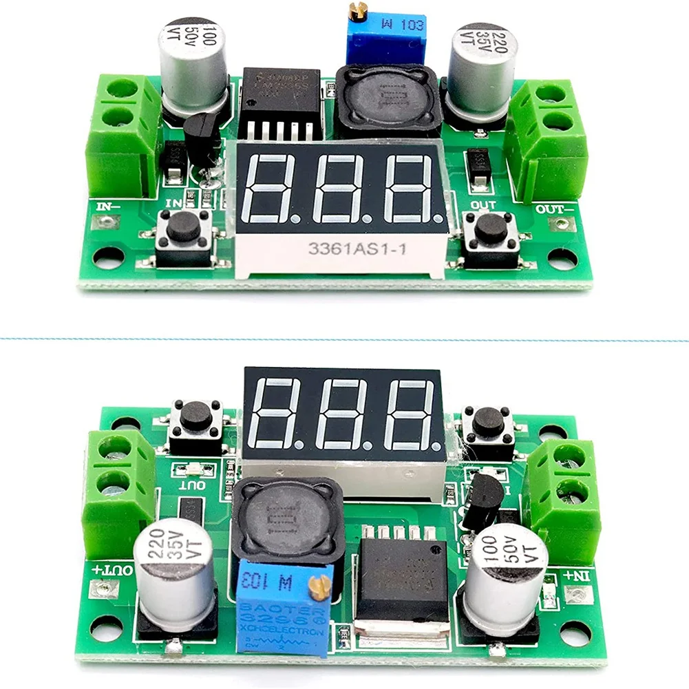 LM-2596 DC-DC Step Down Buck, modul konversi daya 4.0-40V Input ke 1.25-37V Output dengan tampilan Voltmeter LED