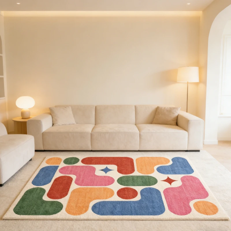 Colorful Dopamine Puzzle Rug: Living Room Decor, Large-Area Plush and Soft Rug, Study, Walk-In Closet, Bedroom, Bedside Rug