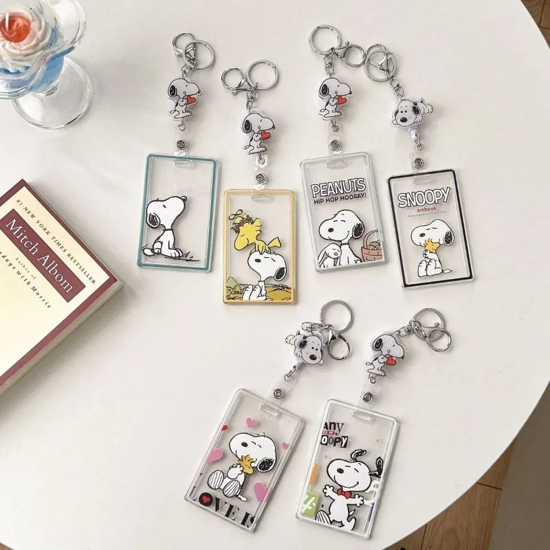 Nuovo Snoopy animazione periferica telescopica copertina della carta portachiavi cartone animato bus pasto carta custodia di protezione della carta scolastica all'ingrosso