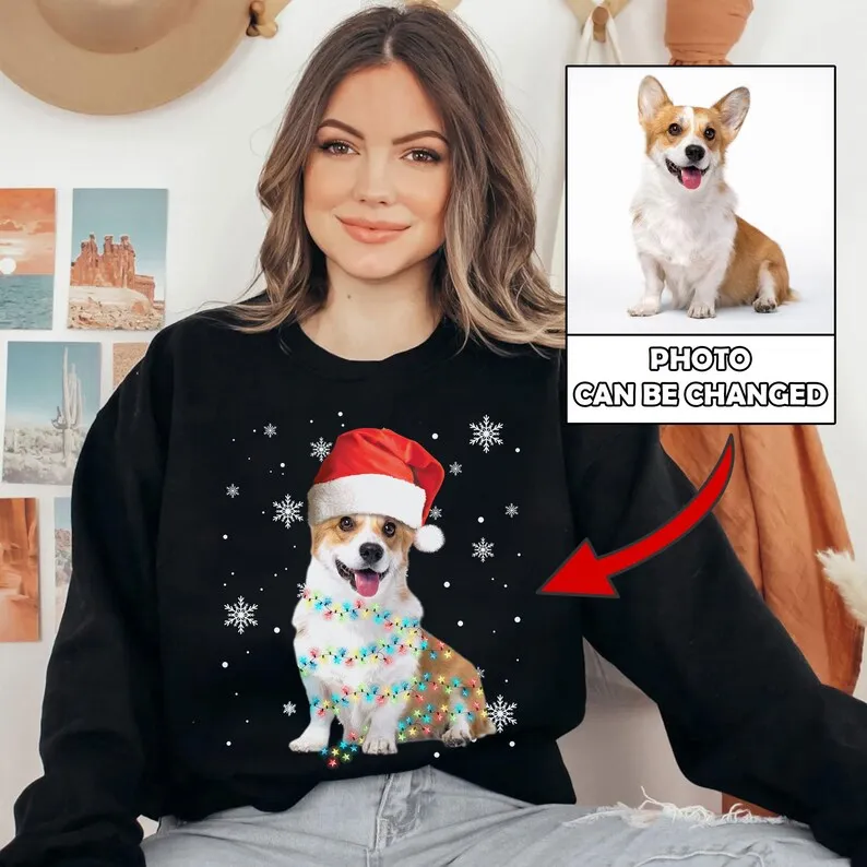 Custom Dog & Cat Photo Ugly Sweatshirt Personalized Custom Pet Photo Ugly Sweater Ugly Sweater Christmas Winter Clothes Women