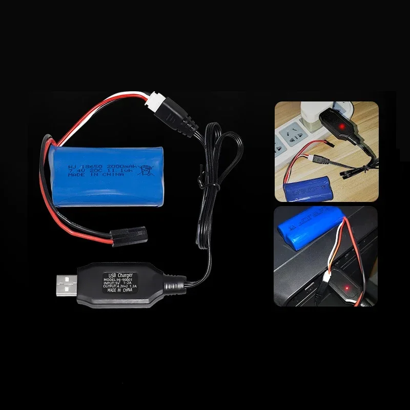7.4V 3000mAh 15C 18650 Lipo Rechargeable Battery Packs For RC Toy Car Tank Truck Electronic Model Ships Water Guns RC Toy Models