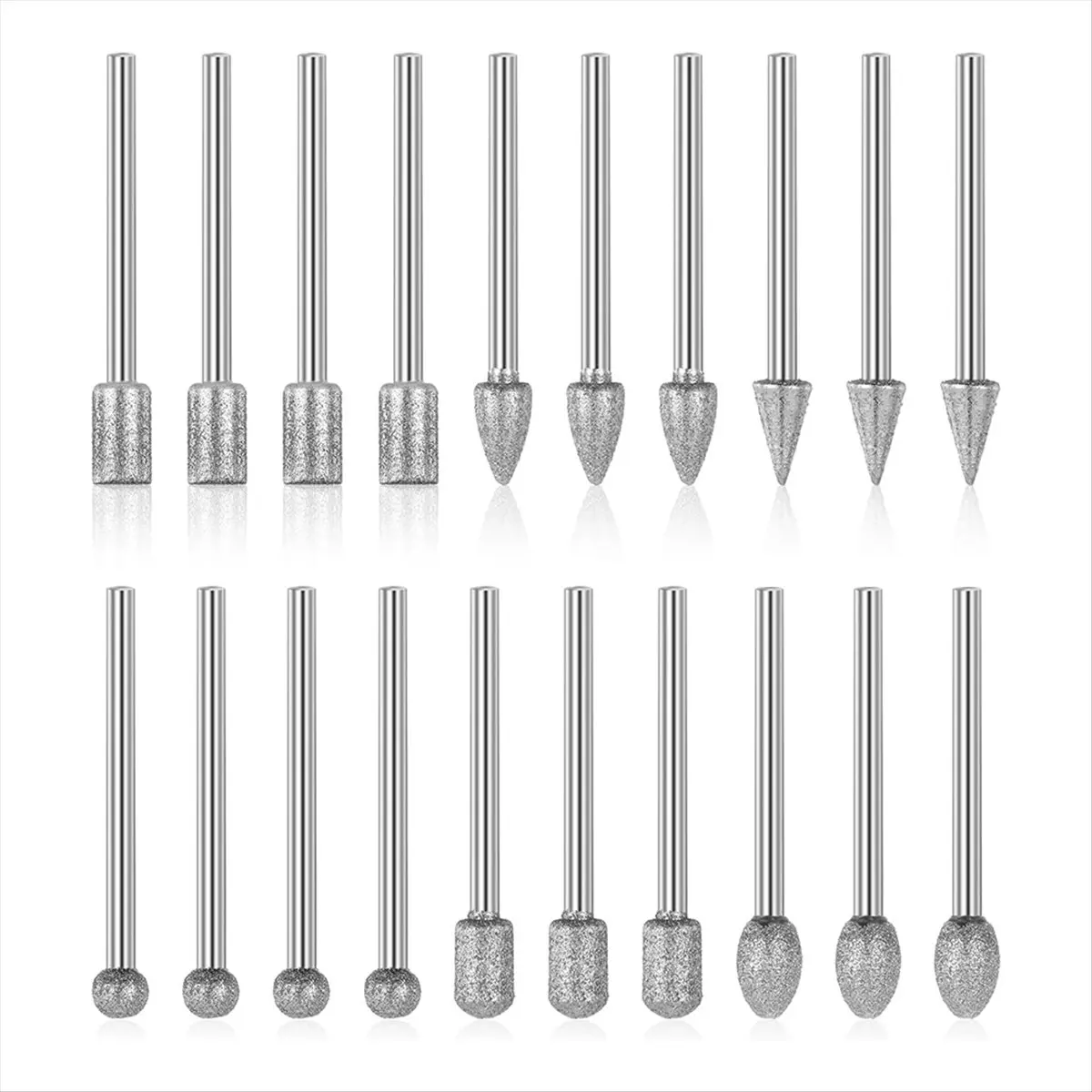 A24I  Drill Grinding Bit Set 20 Pcs Stone Carving Tools Set with 1/8 Inch Shank for Carving, Engraving, Glass, Jewelry