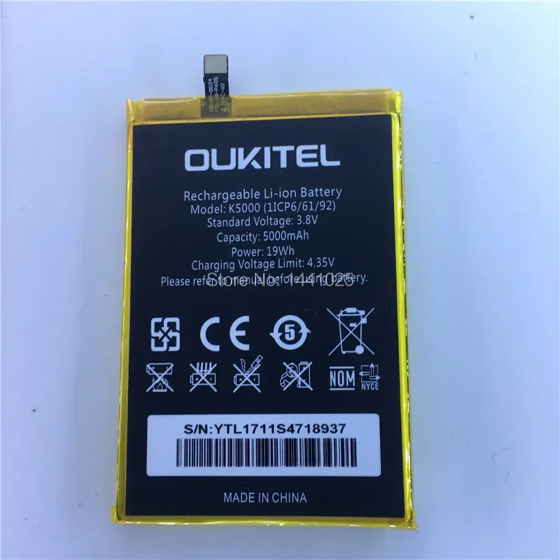 

In stock for OUKITEL K5000 battery 5000mAh New production date Long standby time High quality for OUKITEL battery