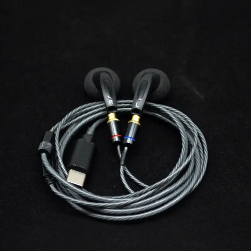 DIY Classic Flat Headphone HiFi Sound Quality Wired Type C High Quality Heavy Bass Earphone