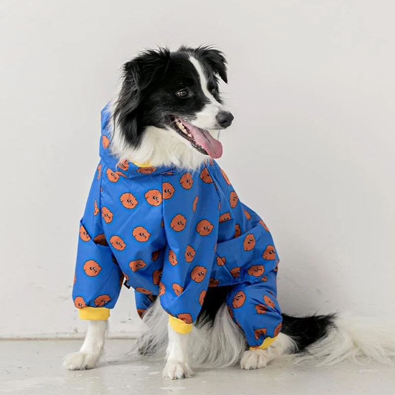 Wasserdichter All-inclusive-Regenmantel für Hunde, für kleine, mittelgroße und große Hunde, Regenmantel mit vier Beinen und Kapuze, Pomeranian-Regenmantel, hochwertig