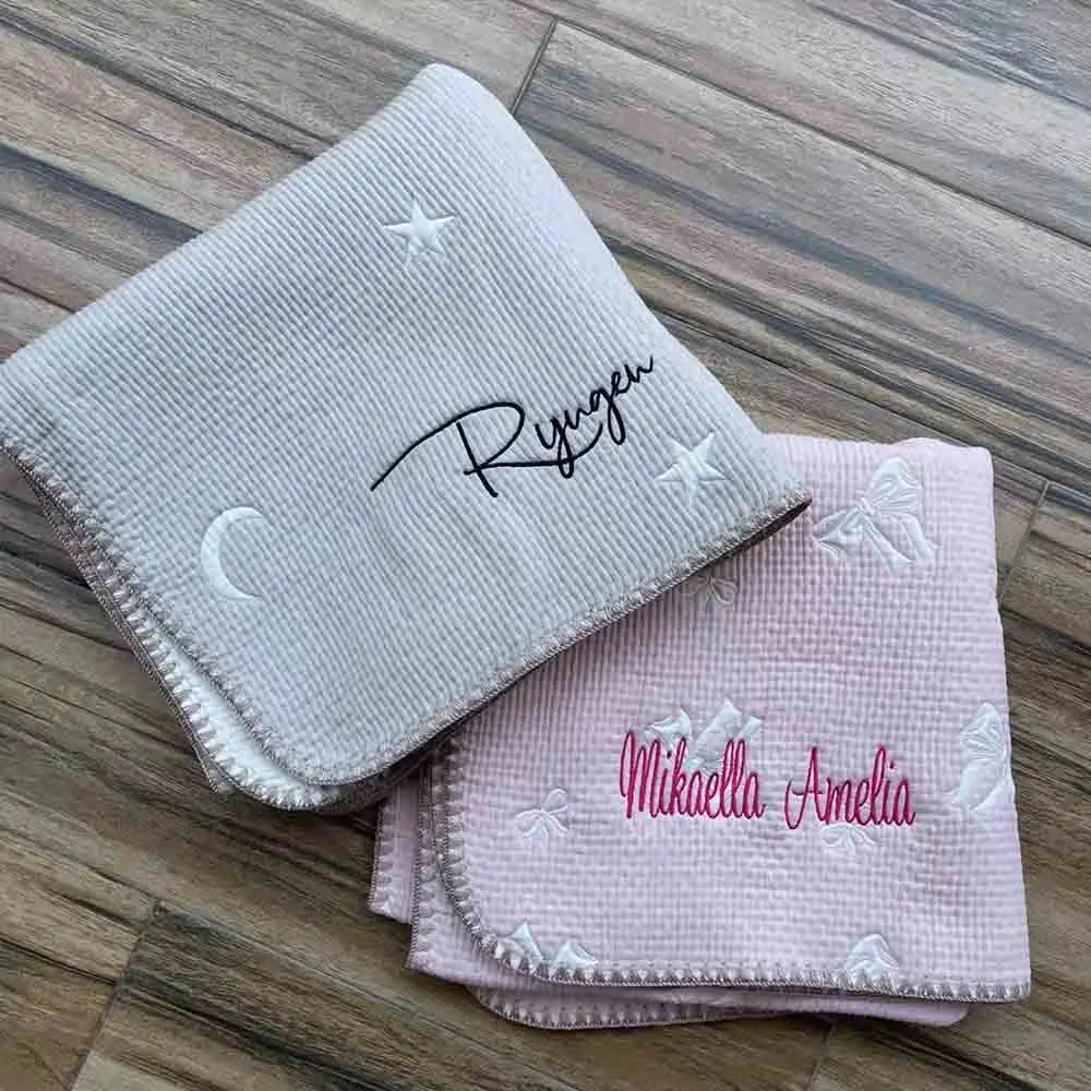 Custom Embroidered Name Baby Blanket Autumn and Winter Baby Multifunctional Blanket Kindergarten Cotton Afternoon Nap Blankets
