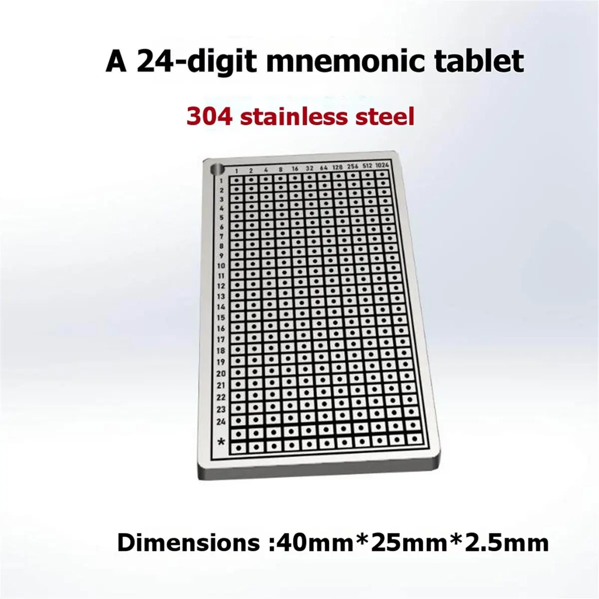 618 Mega Sale Memorization Word: Plate Double-Sided 24-Bit 12-Bit Hardware Password Bip39 Engraved Steel Plate Key Seed Phrase