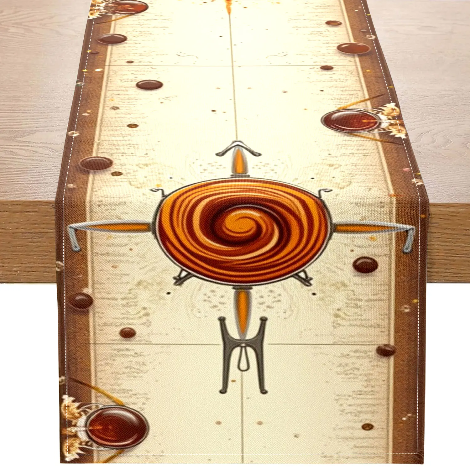 

1 Piece of Autumn Maple Sugar-Themed Table Runner with Maple Leaf Patterns, Suitable for Country-Style Restaurants, Autumn Harvest Parties, and Home Decoration Scenes.