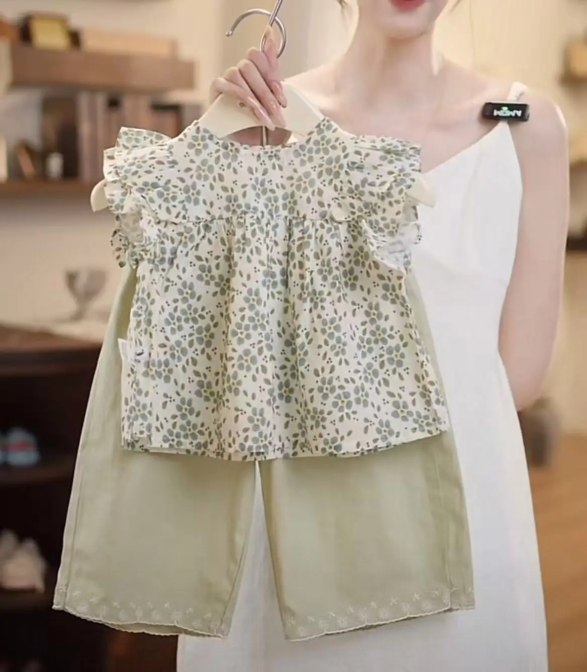 Girls Summer Suit 2025 New Foreign Korean Version of Baby Girl Fashionable Summer Princess Style Floral Dress Two-piece Set