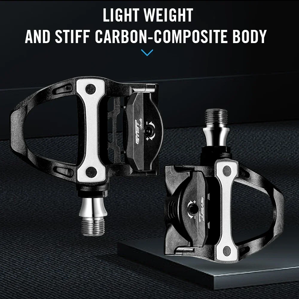 RYET Ultralight Carbon Road Bike Pedals 93X88mm 3 Bearings Clipless Cycling Pedal Compatible with SPD-SL System Bike Accessories