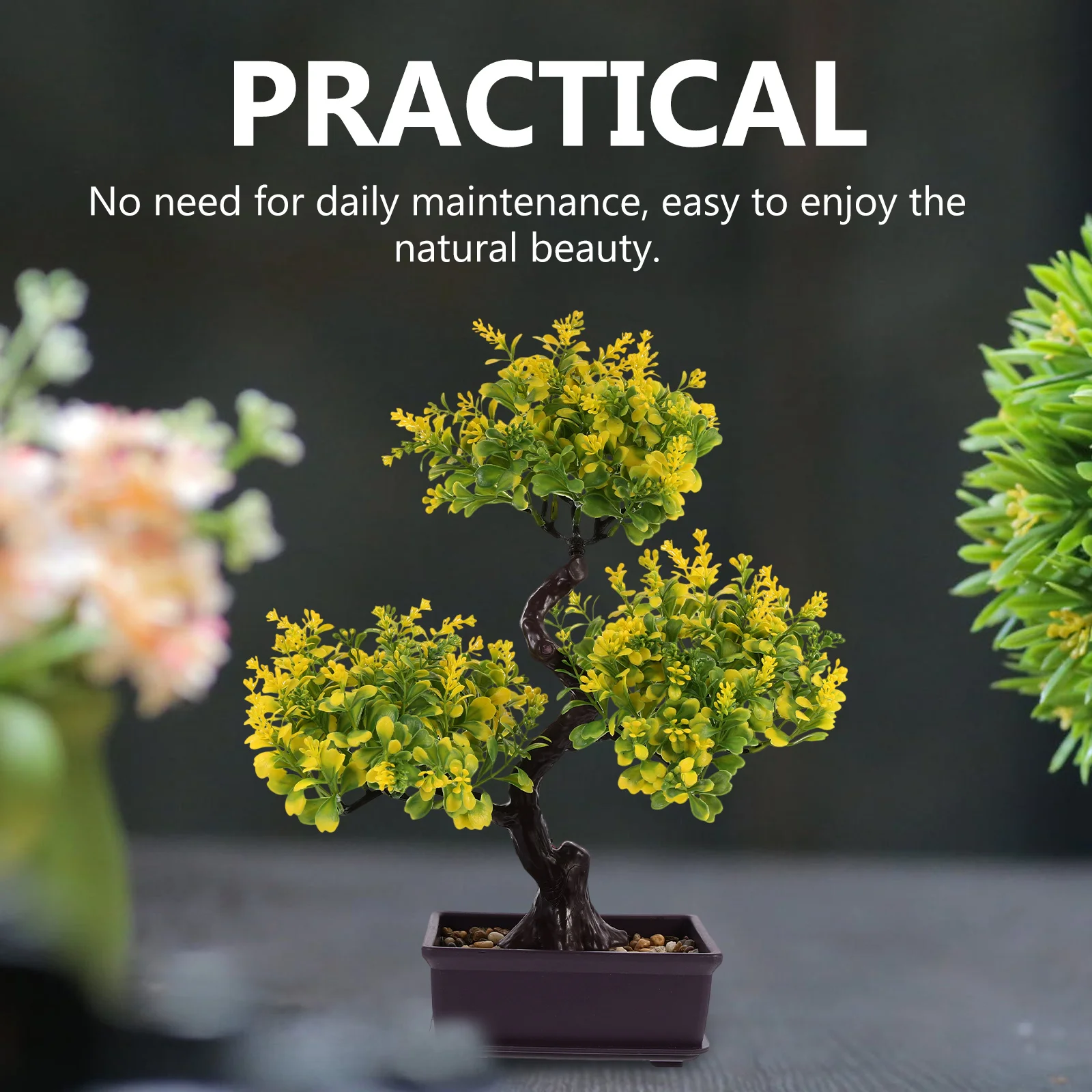 Artificial Potted Plant Plants Fake Desktop Adornments Bonsai Statue Decorate Plastic Decors False Green Ornaments