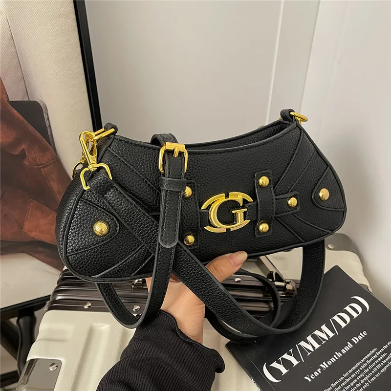 

2026 New Monogram Hobo Bag with Studded Trim Convertible Top Handle Shoulder Purse Gift for Women