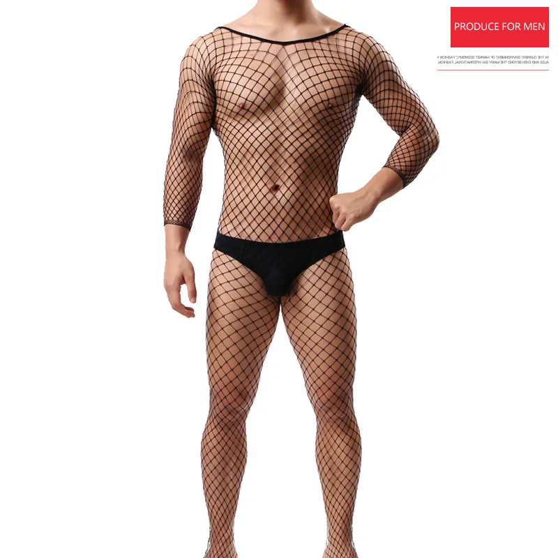 

Men Bodystockings Sexy Bodysuits for Husband Night Club Wear Male Nightwear Sissy Fishnet Sleepwear Open Crotch Sex Costumes