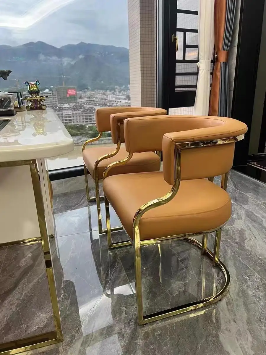 Designer Unique Dining Chairs Beige Gold Legs Waiting Fashion Sofa Chairs Luxury Adults Floor Protector Sillas Indoor Supplies